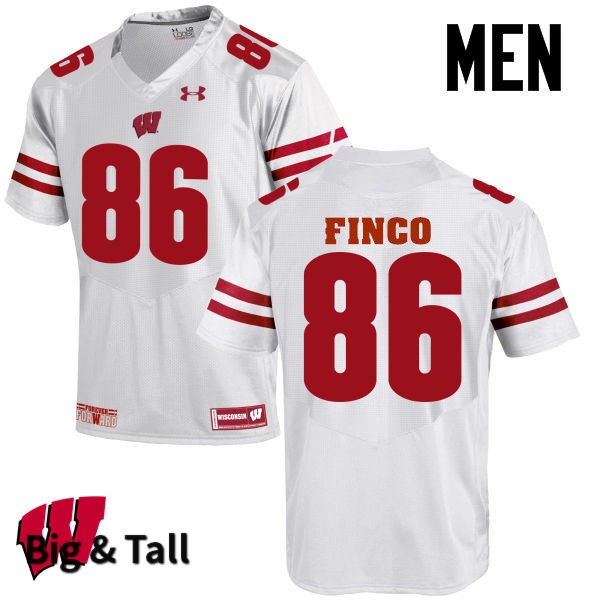 Wisconsin Badgers Men's #86 Ricky Finco NCAA Under Armour Authentic White Big & Tall College Stitched Football Jersey TI40Z25SK